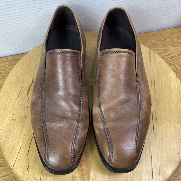 ECCO Slip On Leather Loafer Dress Shoes Distressed Brown Casual Men’s 10 US A61 main image 4
